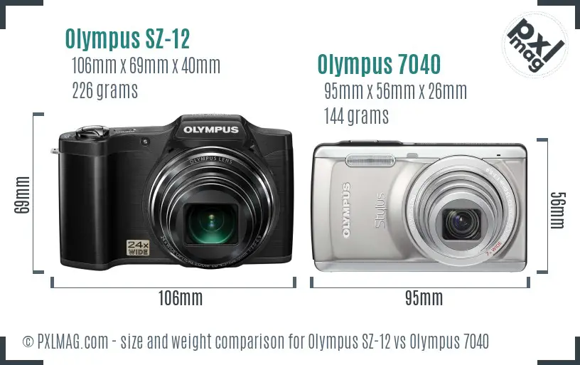 Olympus SZ-12 vs Olympus 7040 size comparison