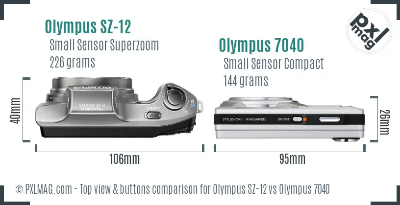 Olympus SZ-12 vs Olympus 7040 top view buttons comparison