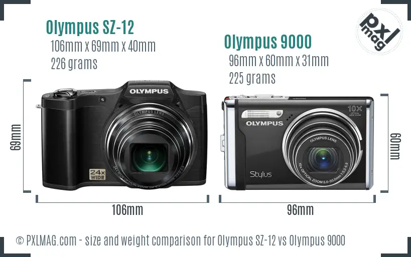 Olympus SZ-12 vs Olympus 9000 size comparison