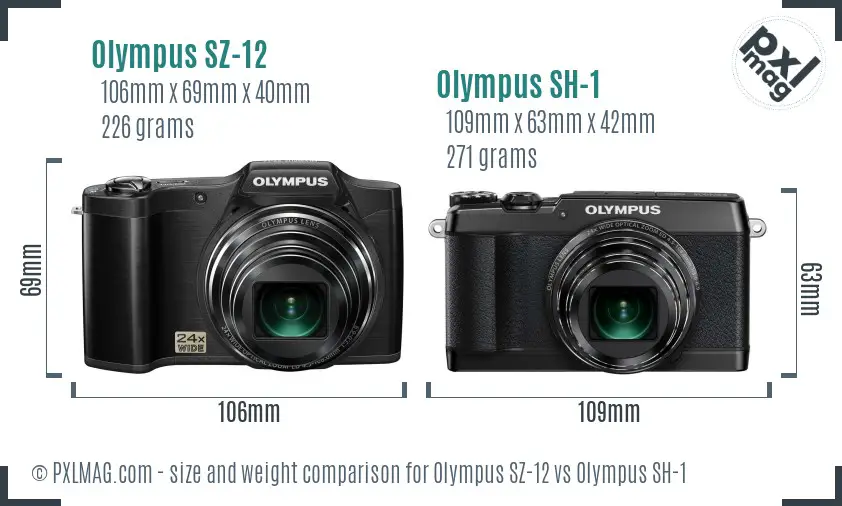 Olympus SZ-12 vs Olympus SH-1 size comparison