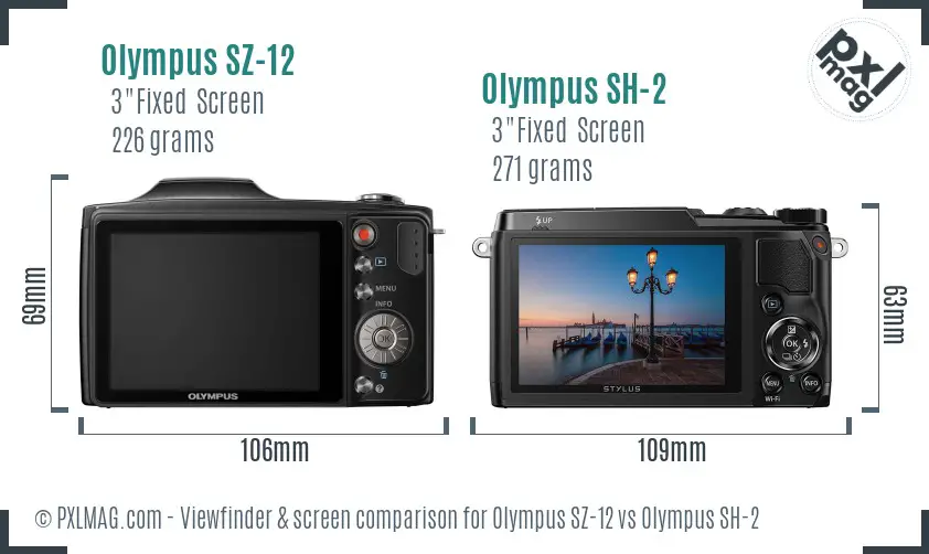 Olympus SZ-12 vs Olympus SH-2 Screen and Viewfinder comparison