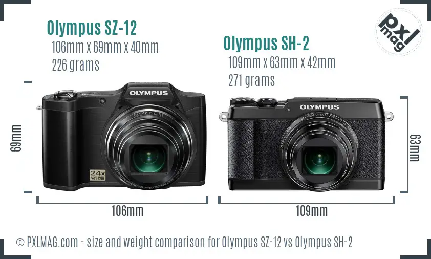 Olympus SZ-12 vs Olympus SH-2 size comparison