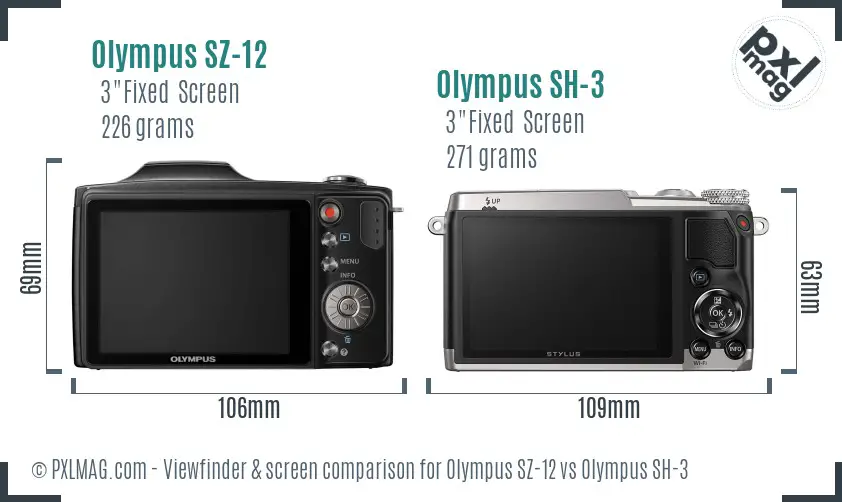 Olympus SZ-12 vs Olympus SH-3 Screen and Viewfinder comparison