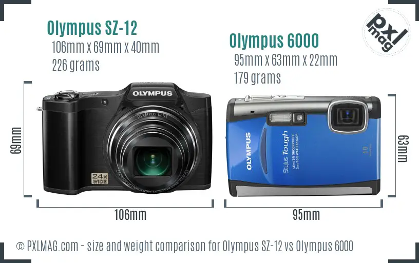 Olympus SZ-12 vs Olympus 6000 size comparison