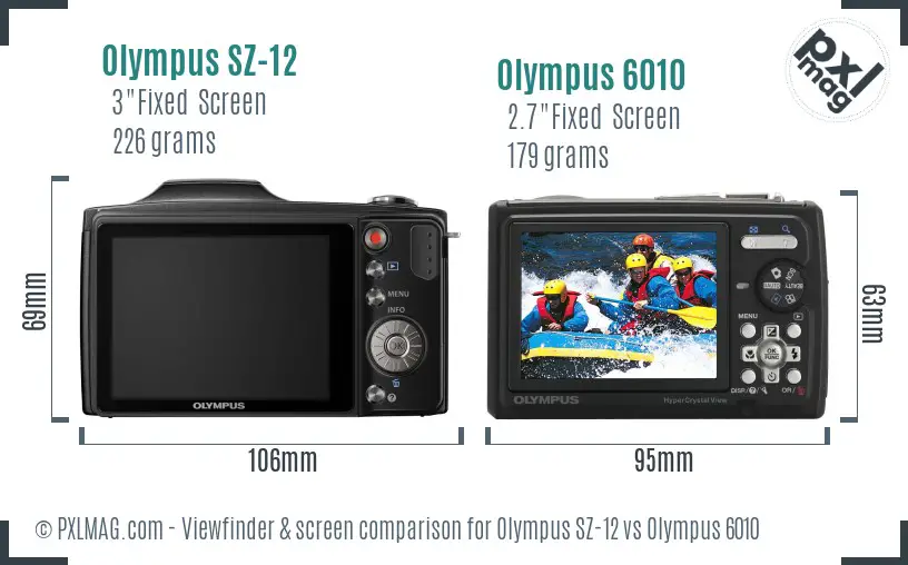 Olympus SZ-12 vs Olympus 6010 Screen and Viewfinder comparison
