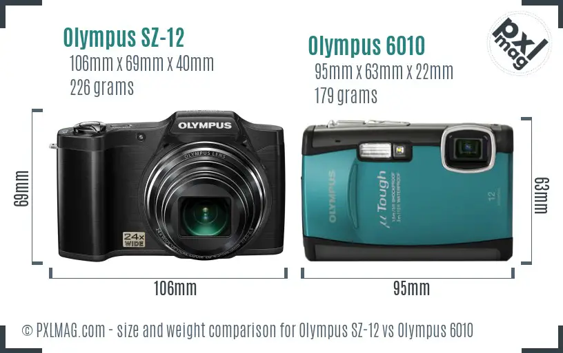 Olympus SZ-12 vs Olympus 6010 size comparison