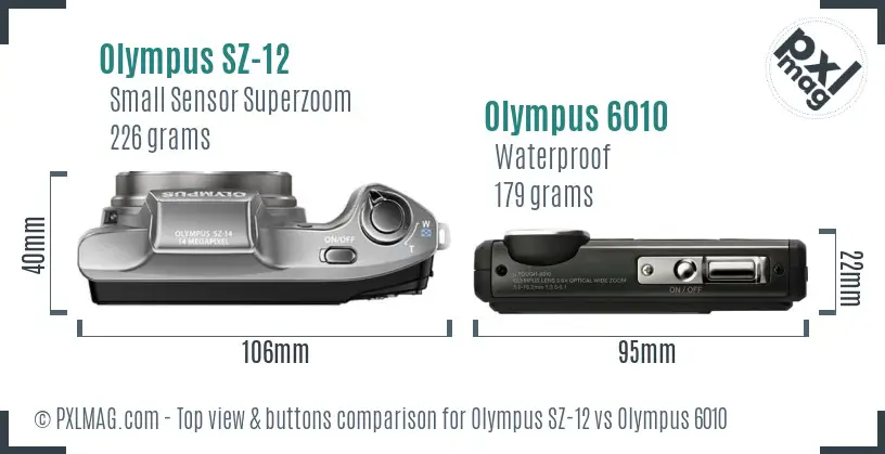 Olympus SZ-12 vs Olympus 6010 top view buttons comparison