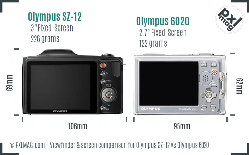 Olympus SZ-12 vs Olympus 6020 Screen and Viewfinder comparison