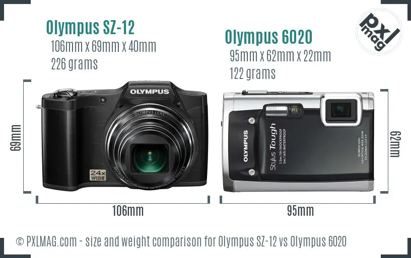 Olympus SZ-12 vs Olympus 6020 size comparison