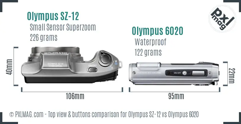 Olympus SZ-12 vs Olympus 6020 top view buttons comparison