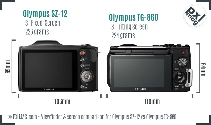 Olympus SZ-12 vs Olympus TG-860 Screen and Viewfinder comparison