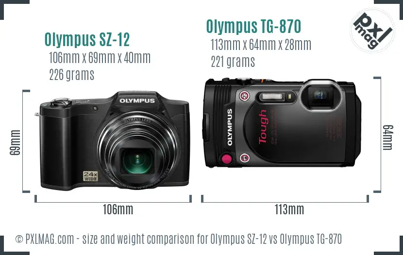 Olympus SZ-12 vs Olympus TG-870 size comparison