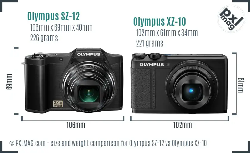 Olympus SZ-12 vs Olympus XZ-10 size comparison