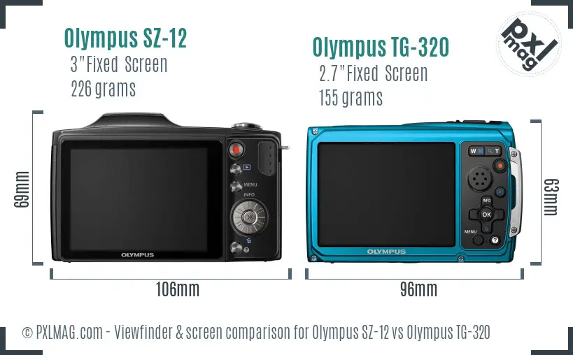 Olympus SZ-12 vs Olympus TG-320 Screen and Viewfinder comparison