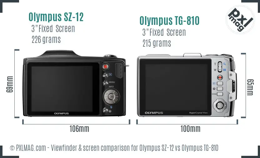 Olympus SZ-12 vs Olympus TG-810 Screen and Viewfinder comparison