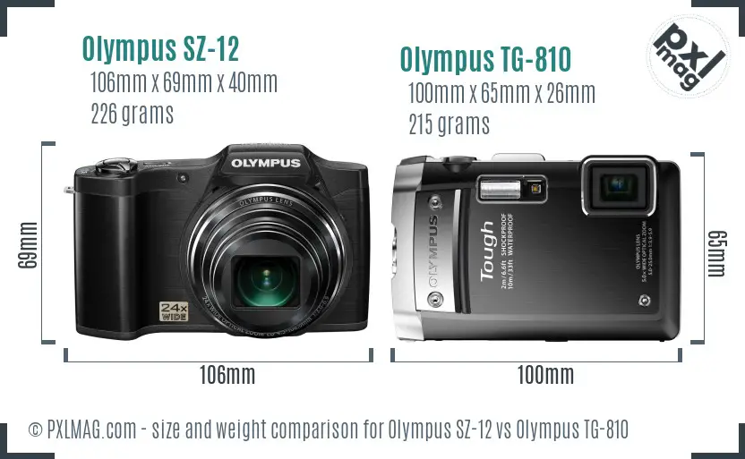Olympus SZ-12 vs Olympus TG-810 size comparison