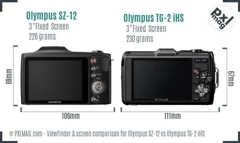 Olympus SZ-12 vs Olympus TG-2 iHS Screen and Viewfinder comparison