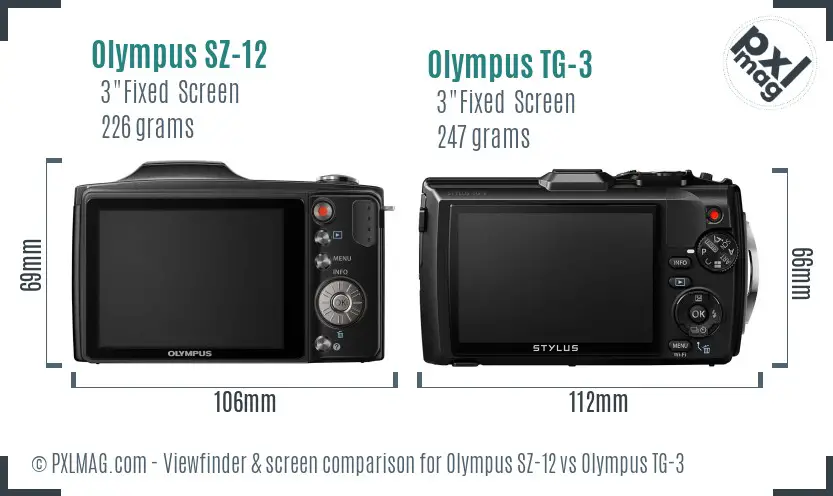 Olympus SZ-12 vs Olympus TG-3 Screen and Viewfinder comparison