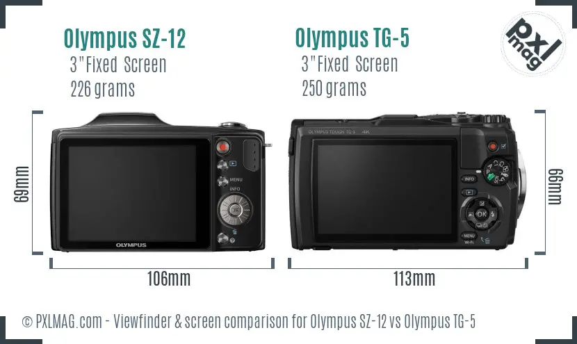 Olympus SZ-12 vs Olympus TG-5 Screen and Viewfinder comparison