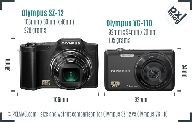 Olympus SZ-12 vs Olympus VG-110 size comparison