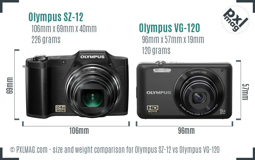 Olympus SZ-12 vs Olympus VG-120 size comparison