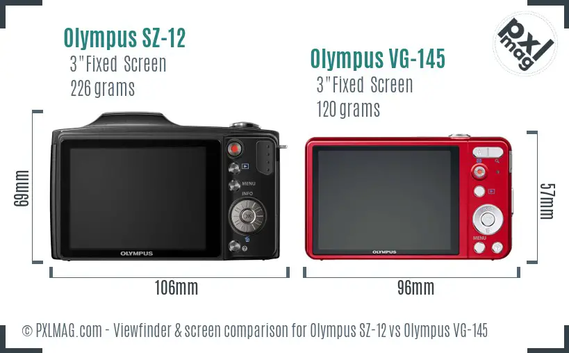 Olympus SZ-12 vs Olympus VG-145 Screen and Viewfinder comparison