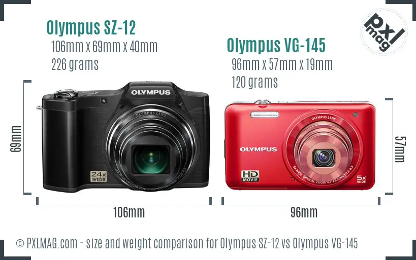Olympus SZ-12 vs Olympus VG-145 size comparison