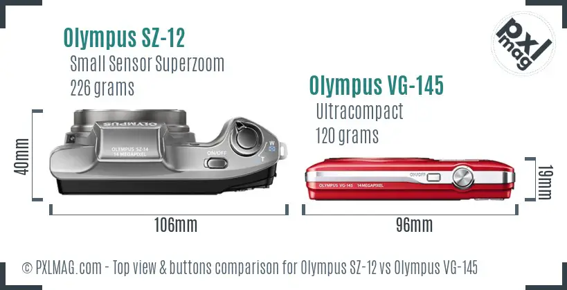 Olympus SZ-12 vs Olympus VG-145 top view buttons comparison