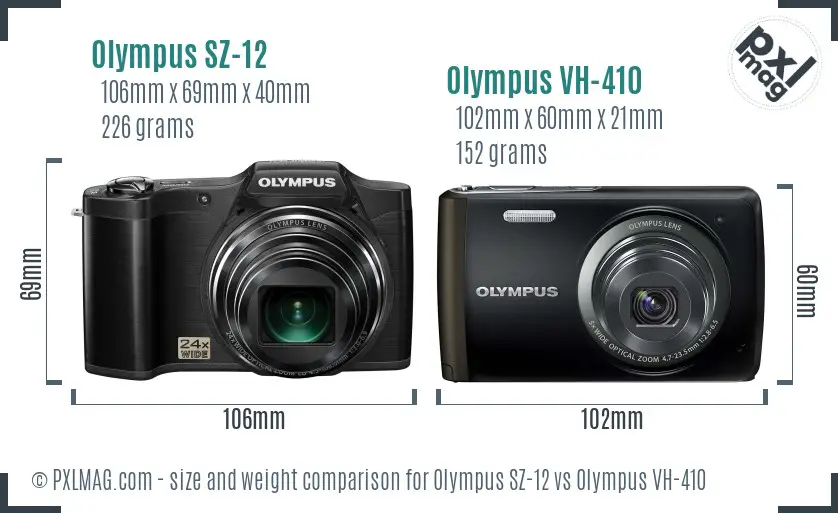 Olympus SZ-12 vs Olympus VH-410 size comparison