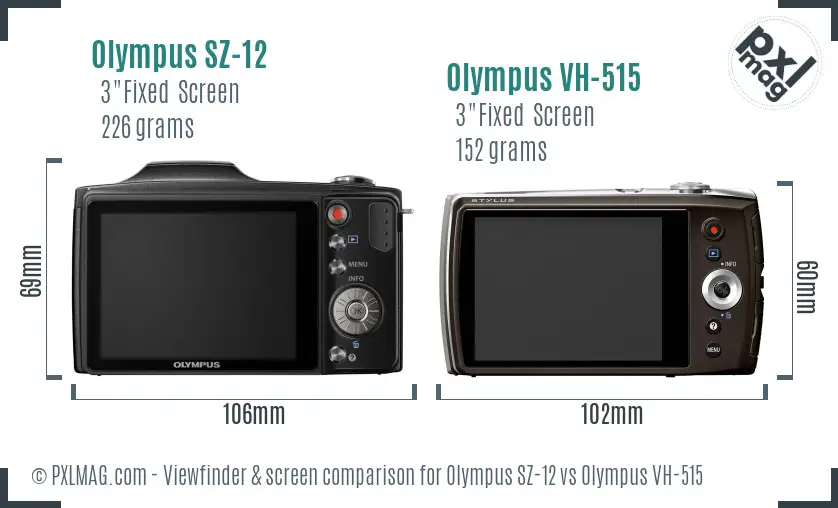 Olympus SZ-12 vs Olympus VH-515 Screen and Viewfinder comparison