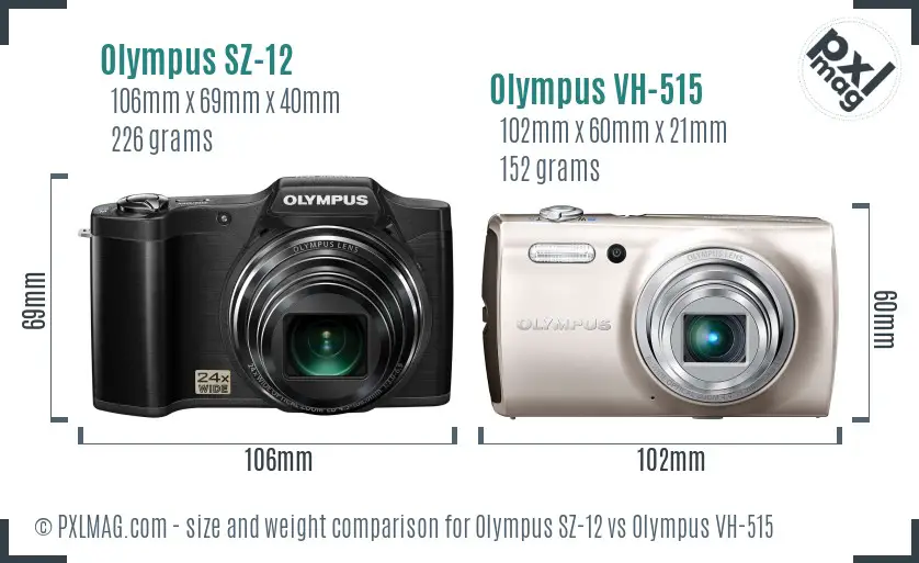 Olympus SZ-12 vs Olympus VH-515 size comparison