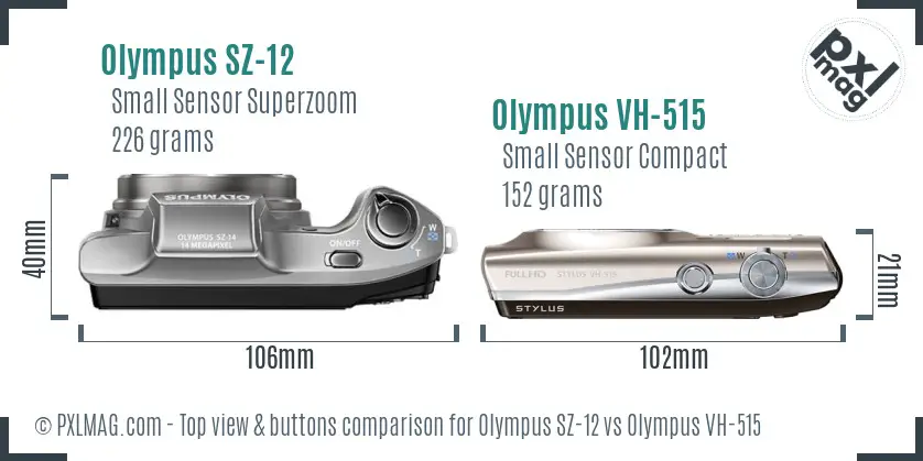 Olympus SZ-12 vs Olympus VH-515 top view buttons comparison
