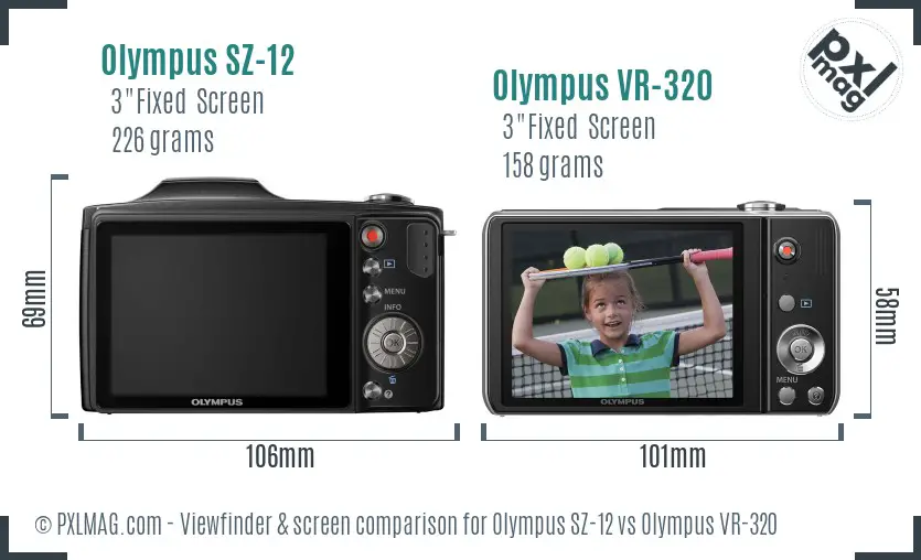Olympus SZ-12 vs Olympus VR-320 Screen and Viewfinder comparison