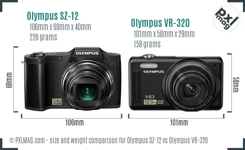 Olympus SZ-12 vs Olympus VR-320 size comparison