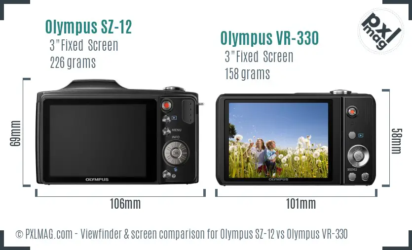 Olympus SZ-12 vs Olympus VR-330 Screen and Viewfinder comparison