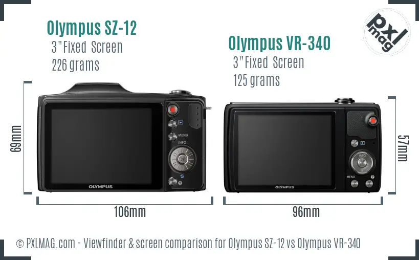 Olympus SZ-12 vs Olympus VR-340 Screen and Viewfinder comparison