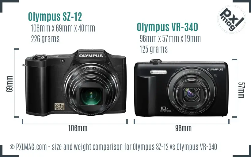 Olympus SZ-12 vs Olympus VR-340 size comparison