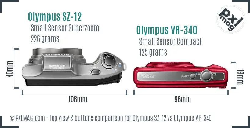 Olympus SZ-12 vs Olympus VR-340 top view buttons comparison
