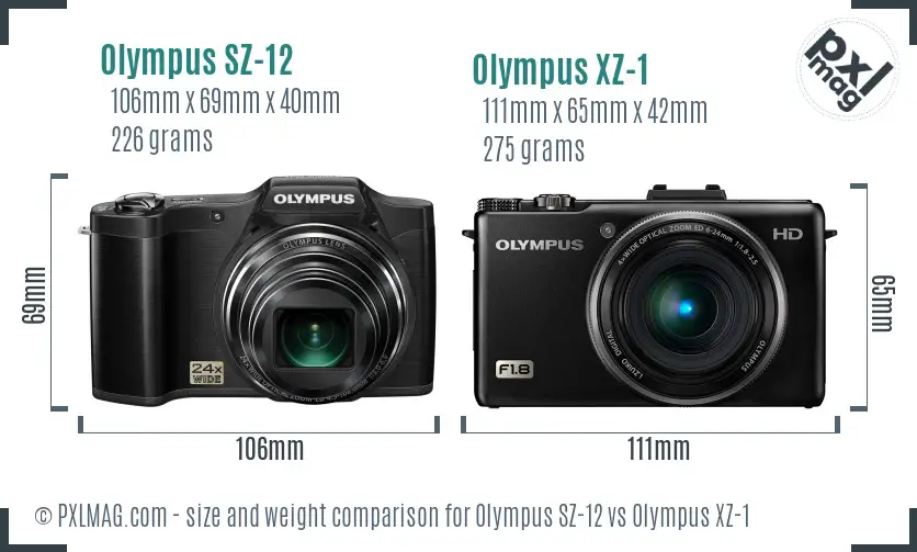 Olympus SZ-12 vs Olympus XZ-1 size comparison