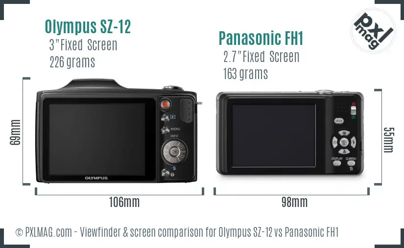 Olympus SZ-12 vs Panasonic FH1 Screen and Viewfinder comparison