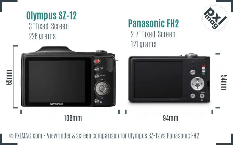 Olympus SZ-12 vs Panasonic FH2 Screen and Viewfinder comparison