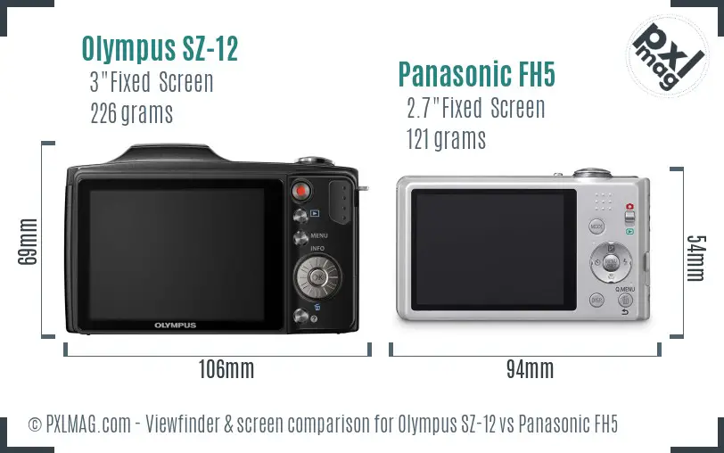 Olympus SZ-12 vs Panasonic FH5 Screen and Viewfinder comparison