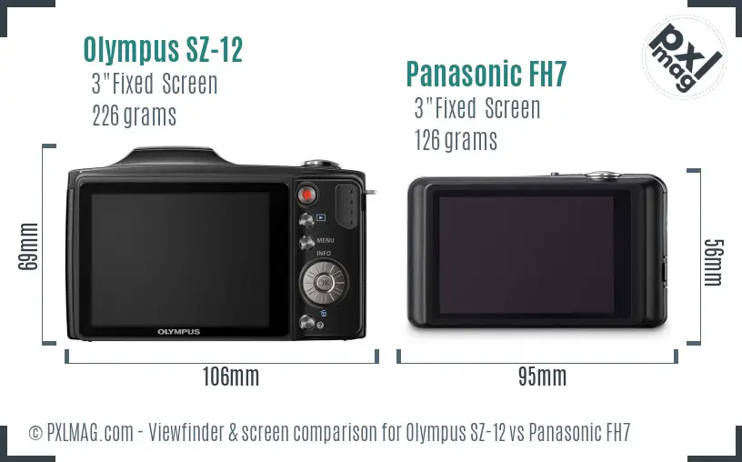 Olympus SZ-12 vs Panasonic FH7 Screen and Viewfinder comparison