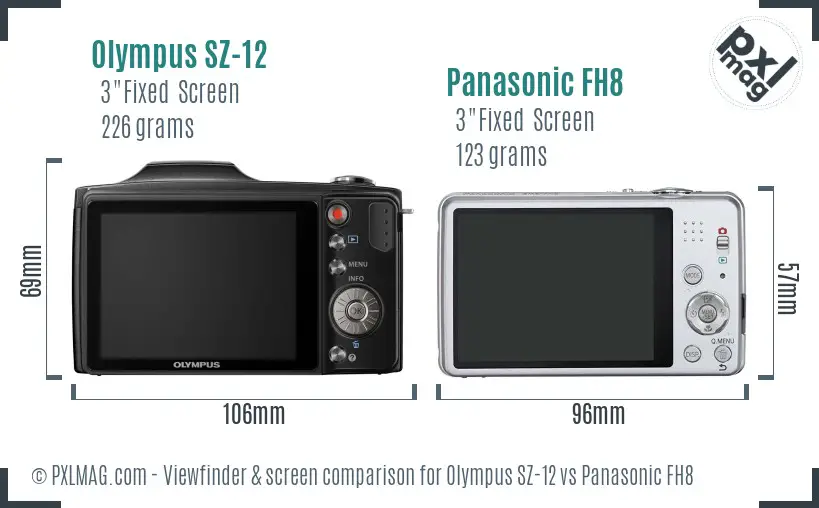 Olympus SZ-12 vs Panasonic FH8 Screen and Viewfinder comparison