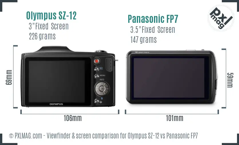 Olympus SZ-12 vs Panasonic FP7 Screen and Viewfinder comparison