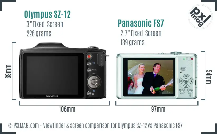 Olympus SZ-12 vs Panasonic FS7 Screen and Viewfinder comparison