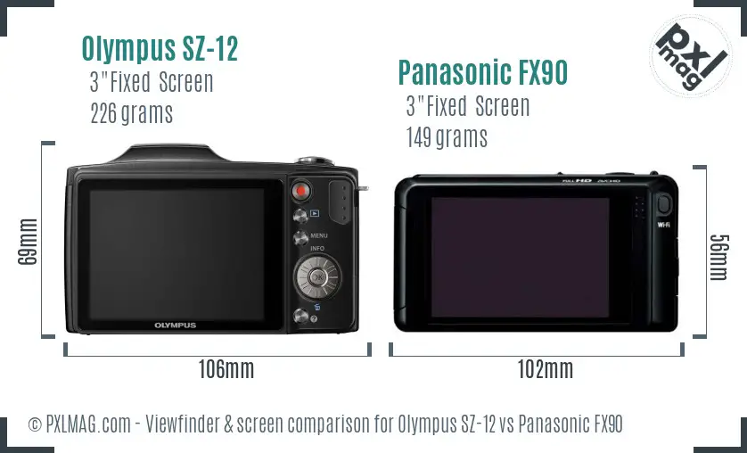 Olympus SZ-12 vs Panasonic FX90 Screen and Viewfinder comparison Olympus SZ-12 vs Panasonic FX90 Screen and Viewfinder comparison