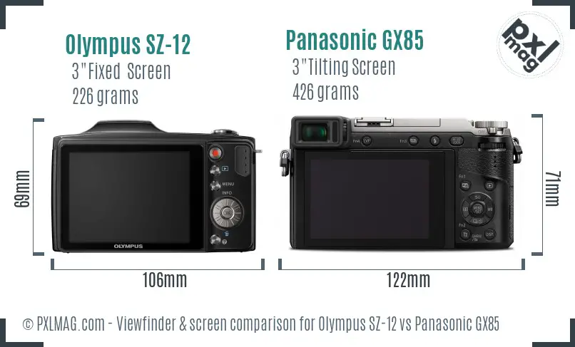 Olympus SZ-12 vs Panasonic GX85 Screen and Viewfinder comparison