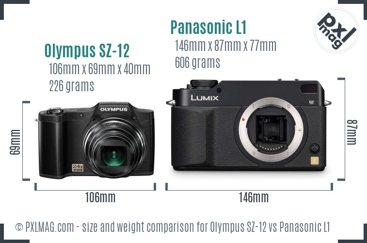 Olympus SZ-12 vs Panasonic L1 size comparison