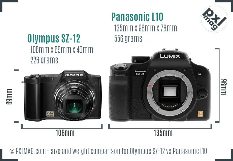 Olympus SZ-12 vs Panasonic L10 size comparison